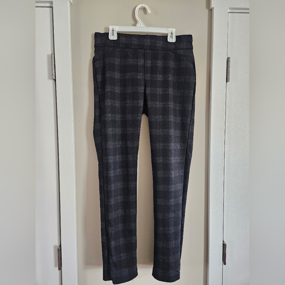 Christian Siriano Womens Xs Extra Small Black Grey Plaid Office Pants Skinny